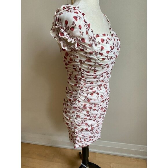 O.Vianca womens floral ruched NEW bodycon dress size small - Picture 2 of 6